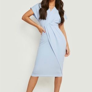 Blue Midi Wrap Dress